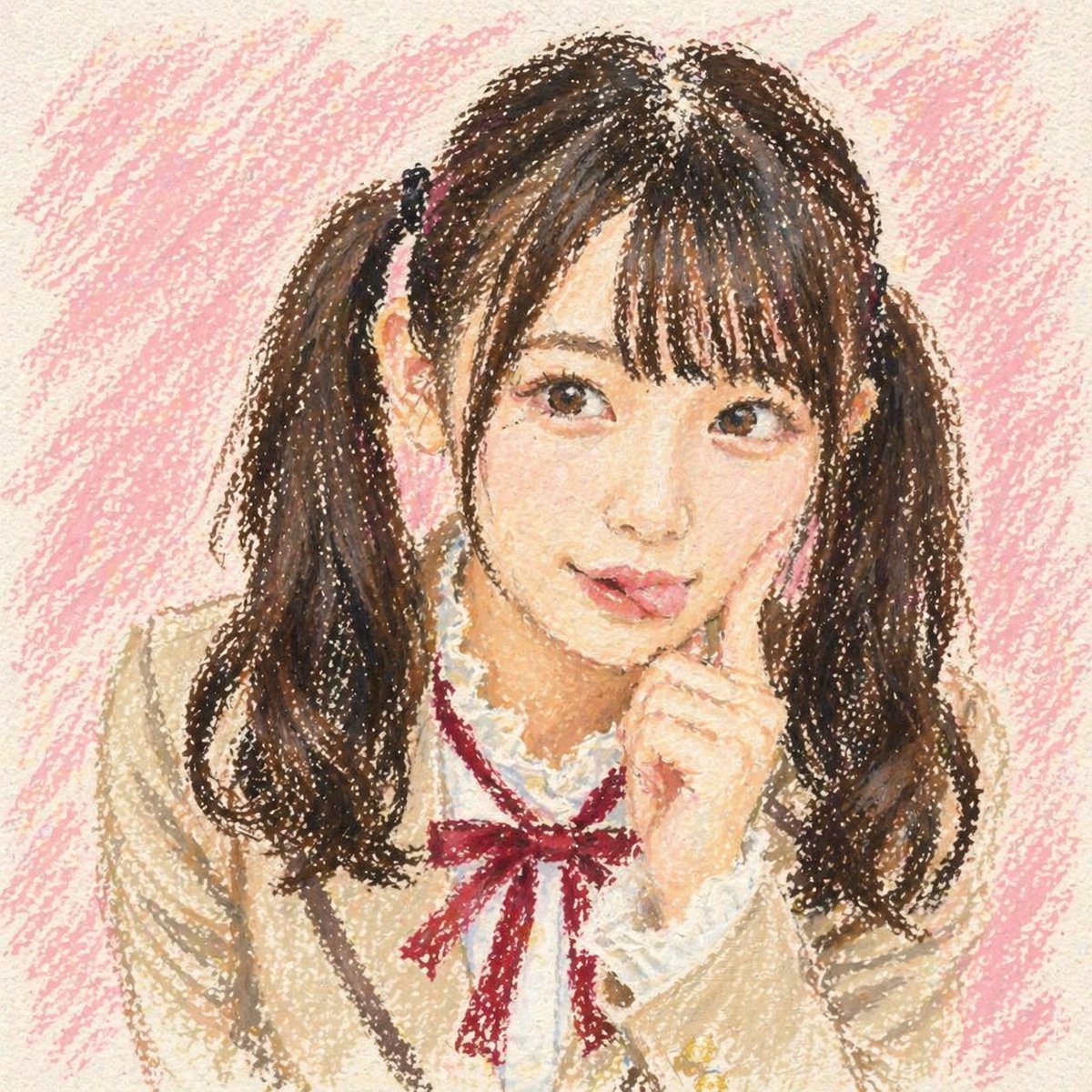 Profil / Avatar - Cute Oil Pastel Schoolgirl Portrait - 1