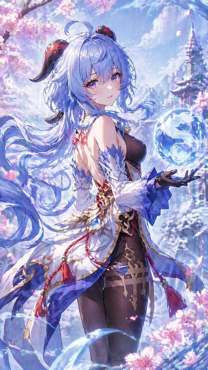Sosyal Medya Gönderisi - Icy Fantasy Anime Woman in Blossom Snow - 1