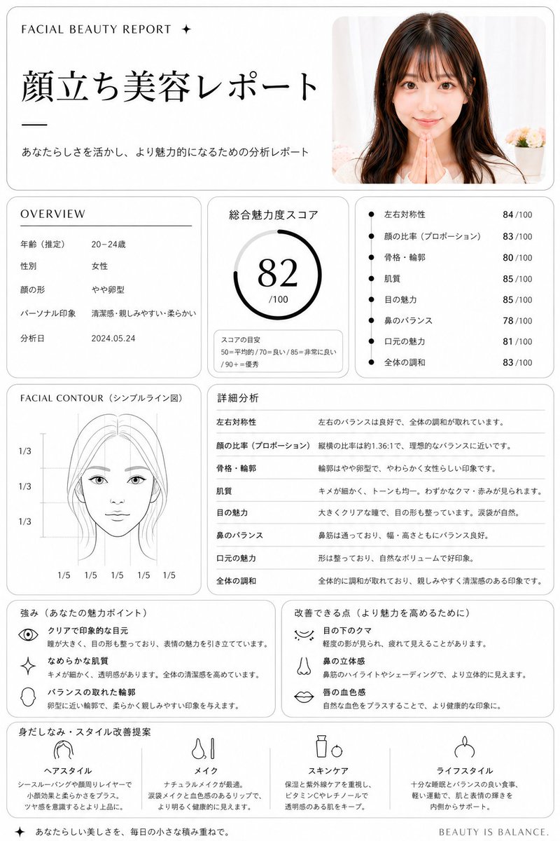İnfografik / Eğitici Görsel - Minimalist facial beauty report - 1