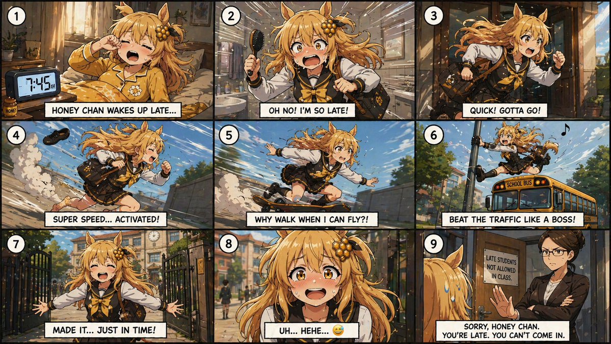 Çizgi Roman / Hikaye Taslağı - Anime Schoolgirl Late Morning Comic - 1