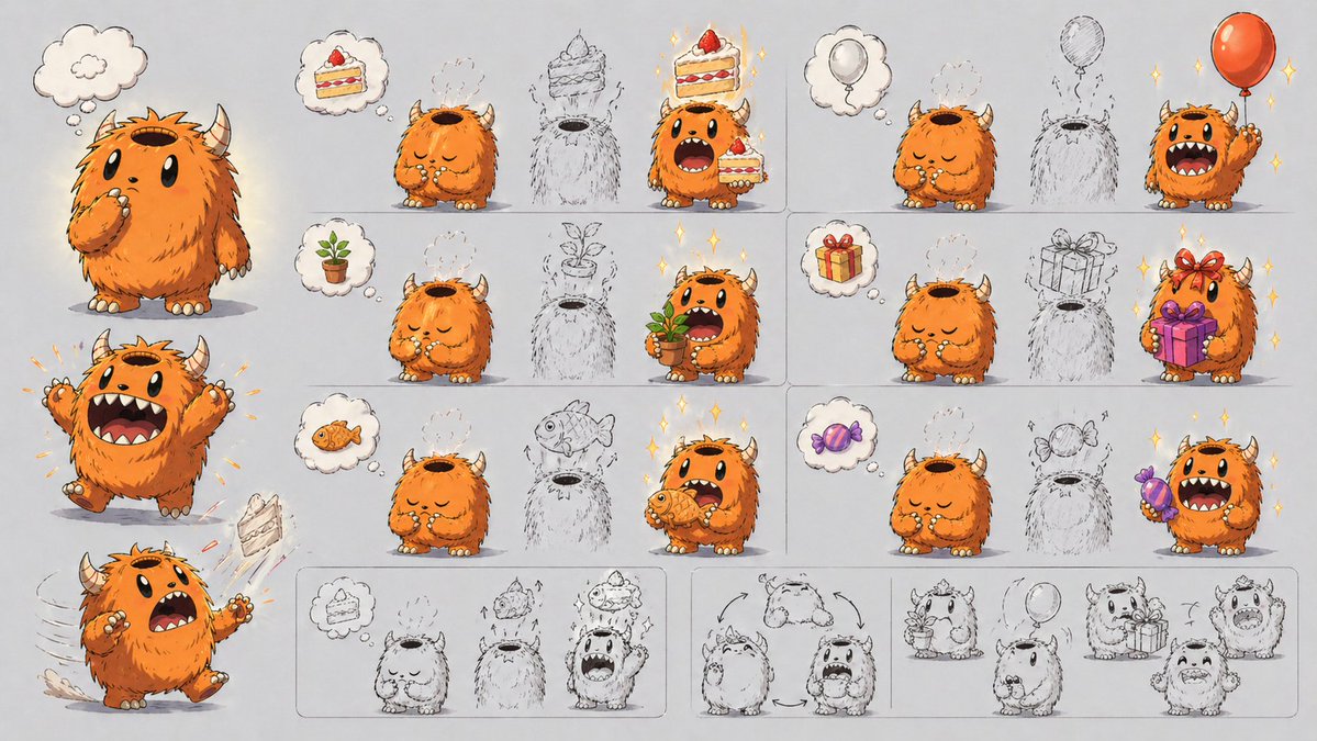 Çizgi Roman / Hikaye Taslağı - Cute Monster Ability Design Sheet - 1