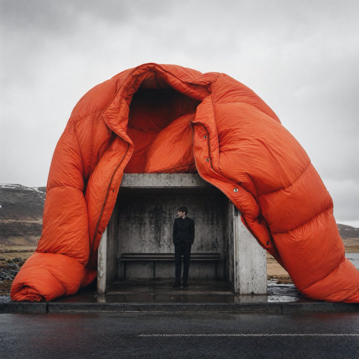 Ürün Pazarlaması - Surreal Orange Puffer Bus Stop Editorial - 1